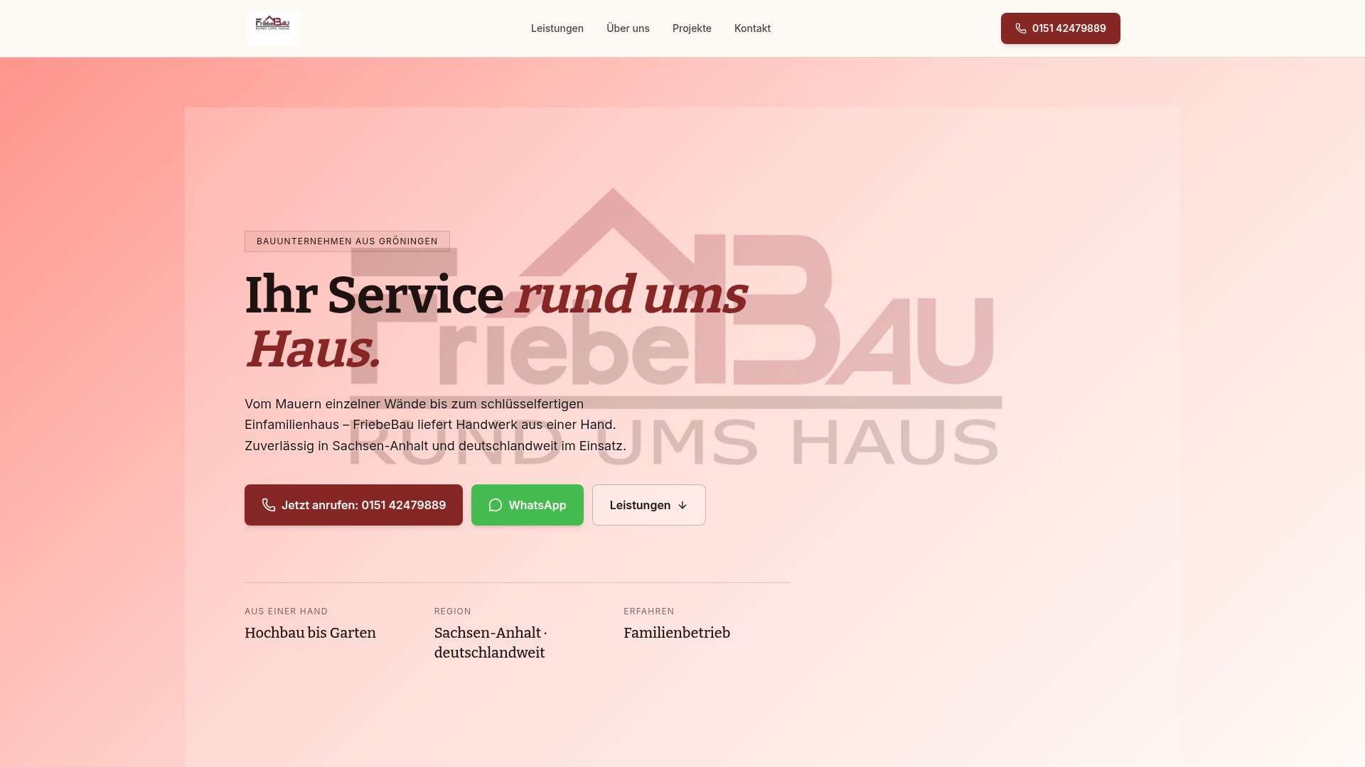 Website von Friebe Bau